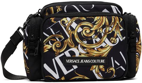 versace black logo messenger bag|farfetch versace messenger bag.